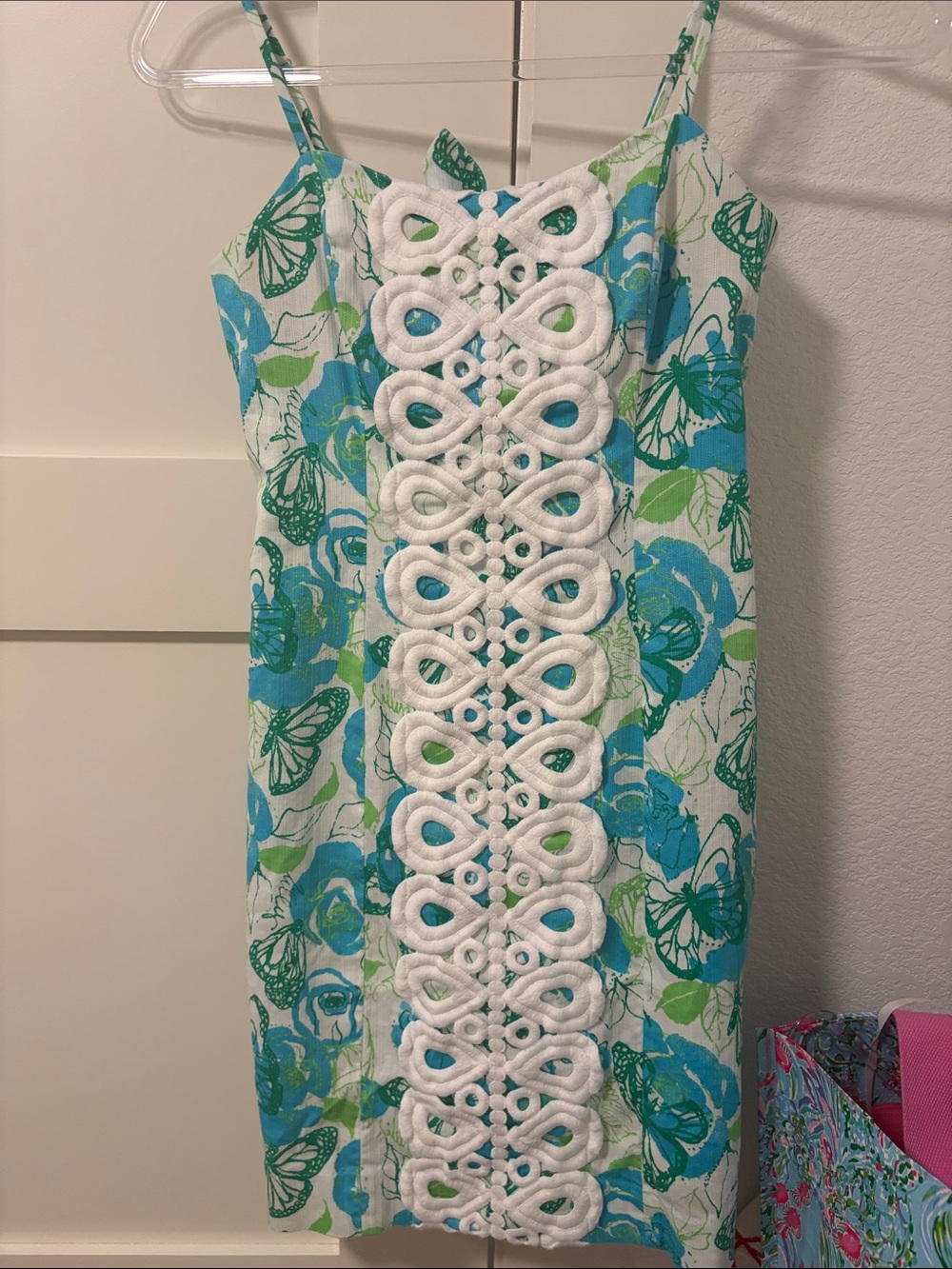 Lilly Pulitzer Shelli Monarch Rose 00 Bright Floral Sundress with White Lace